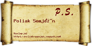 Poliak Semjén névjegykártya